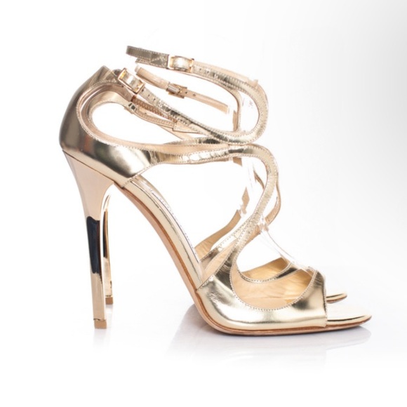 Elegant Gold Strappy Heels 7.5 - Picture 1 of 9